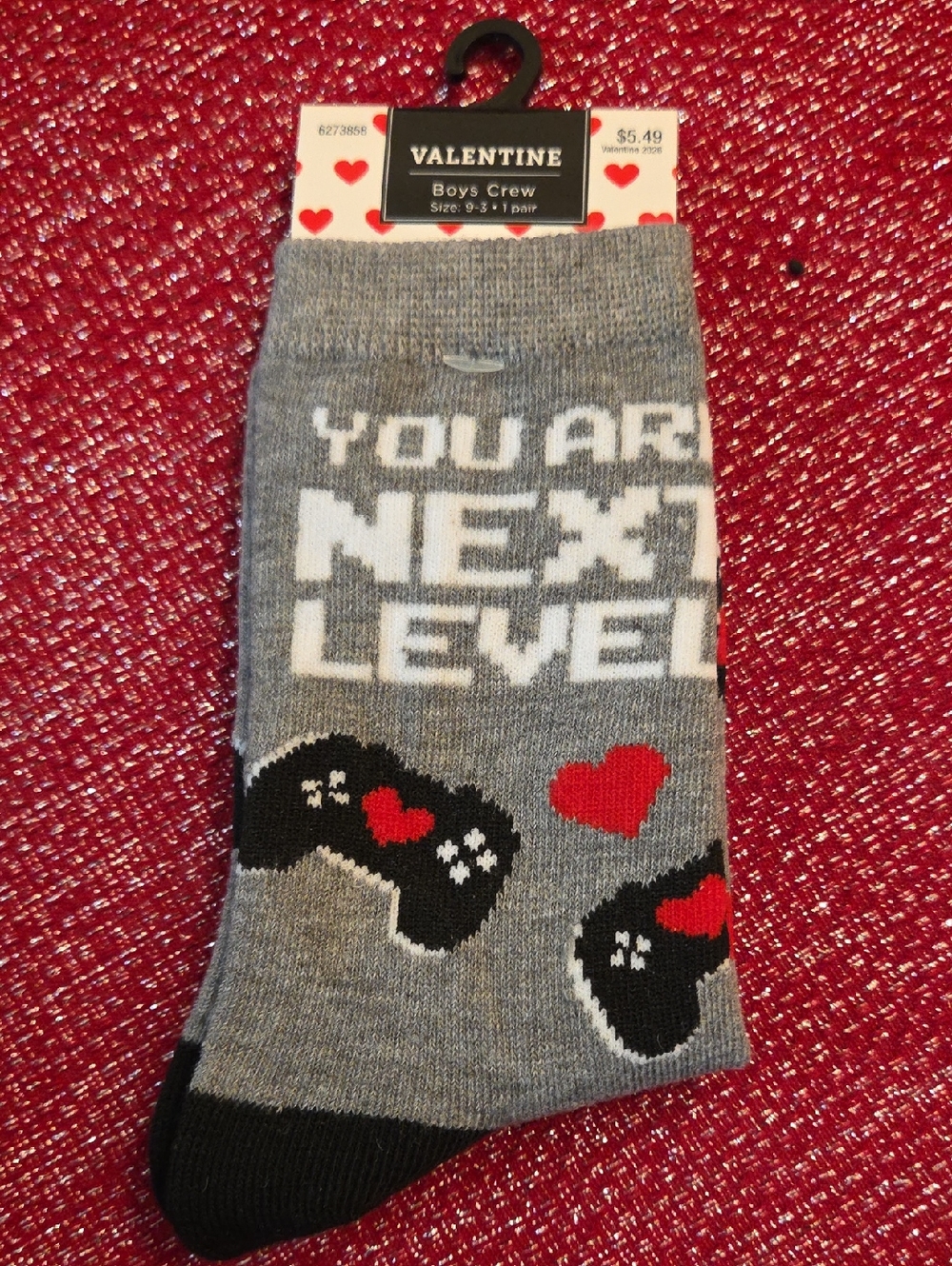 New Youth Boys' Grey 'You Are Next Level' Gaming Crew Socks
